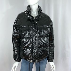 Zara Woman Black Shiny Puffer Coat